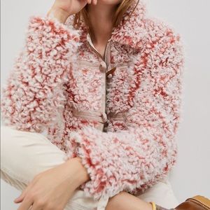 Anthropologie Brenna Faux Fur Coat - Pink Teddy